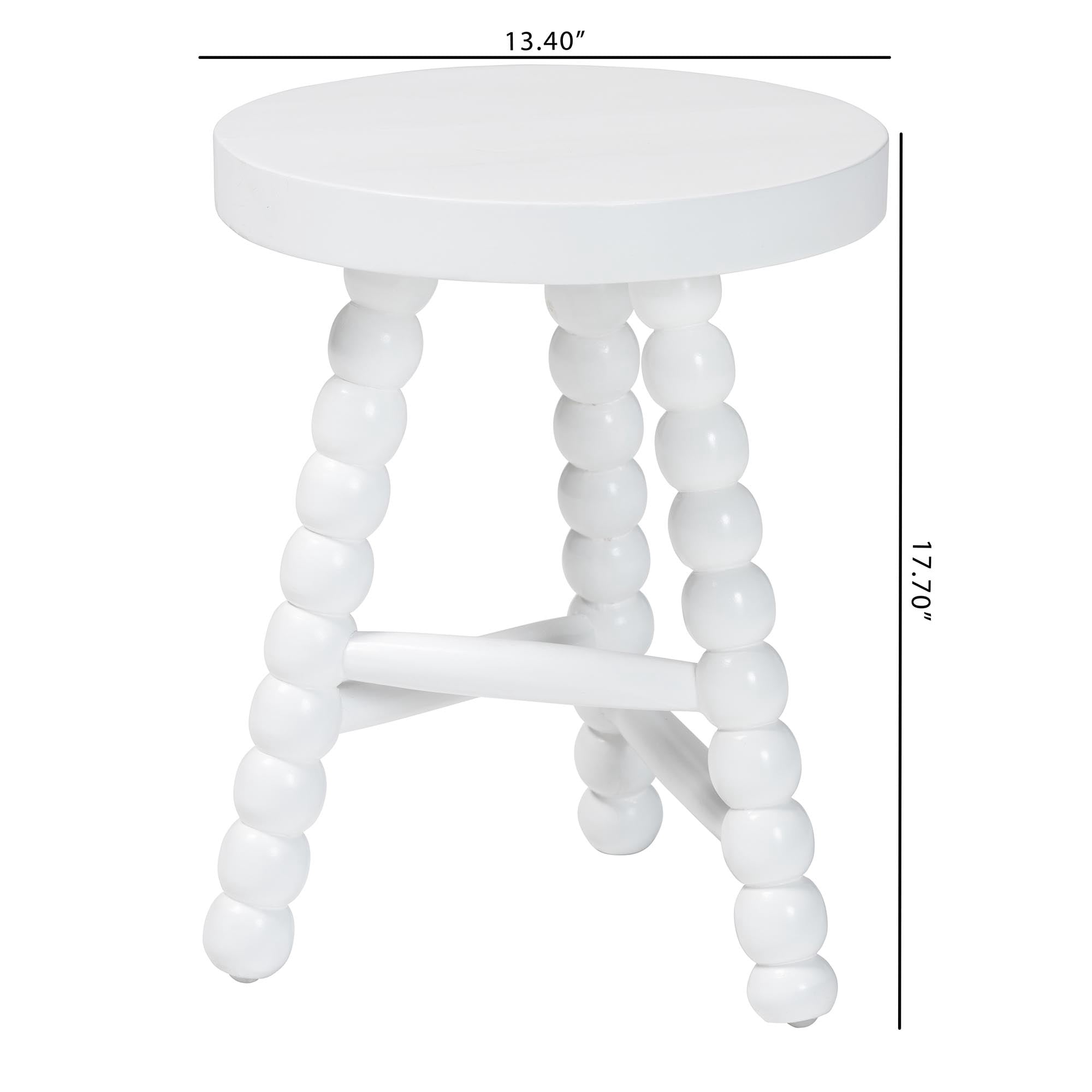 bali & pari David Traditional Accent Stool, White