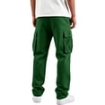 thumbnail image 6 of Men's Heavyweight Cargo Sweatpants Fleece Joggers with Pockets Elastic Waist Casual Athletic Lounge Pants Dark Green XL, 6 of 8
