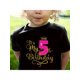 thumbnail image 1 of Camiseta de algodon para Niñas con Gráfico de Corona de 5º Cumpleaños encantador - Cuello Redondo Relajado, Manga Corta, Negra con Texto Brillante Dorado y Rosa, Perfecta para Celebraciones al aire L, 1 of 6