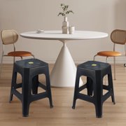 Joyeen 6-Pack Plastic Backless Square Stool, Black Plastic Stackable Classroom Stools
