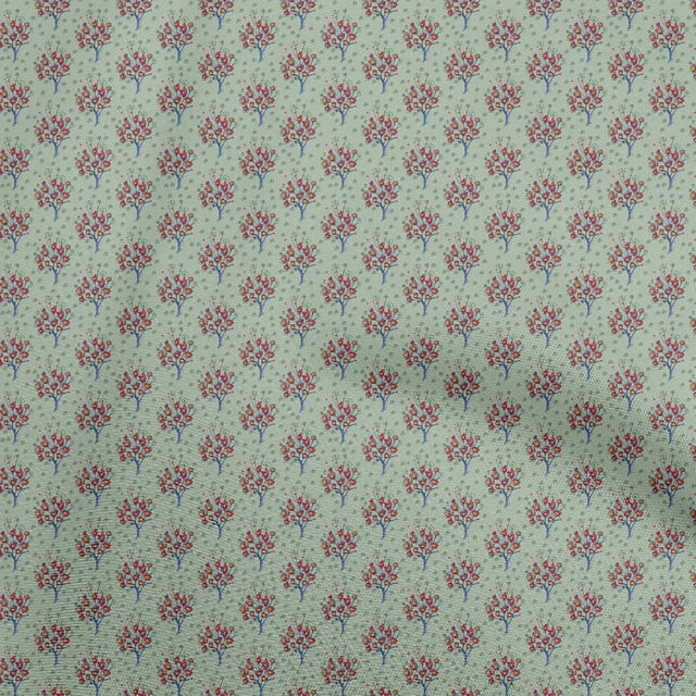 oneOone Velvet Dusty Teal Green Fabric Floral Sewing Craft Projects Fabric Prints By Yard 58 Inch Wide