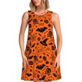 thumbnail image 1 of Balery Happy Halloween Vestidos de verano para mujer con estampado: vestido holgado sin mangas, vestido playero informal y cómodo para días calurosos., 1 of 7