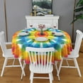 thumbnail image 2 of Colorful Rainbow Tie Dye Spiral Pattern Round Tablecloth 60"x60",Wrinkle Wipeable Table Cloth for Kitchen Dining Room Picnic Patio Party, 2 of 6