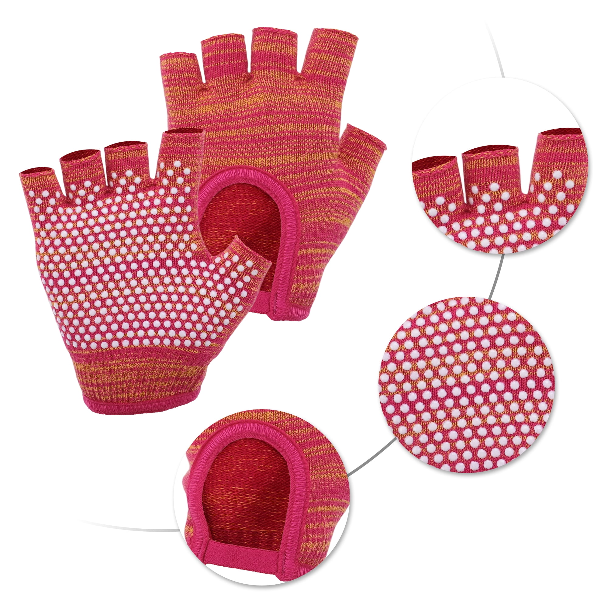 Unique Bargains Non-slip Fingerless Yoga Gloves One Size Rose Orange