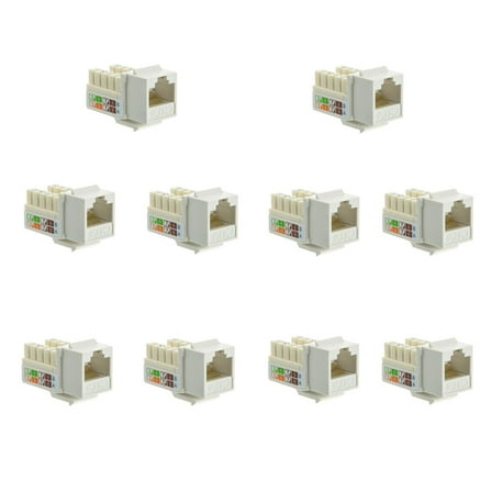 axGear Keystone Jack Cat 6 Network Ethernet 110 Punchdown 8P8C Cat6 White 10 PCS