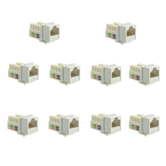 axGear Keystone Jack Cat 6 Network Ethernet 110 Punchdown 8P8C Cat6 White 10 PCS
