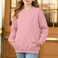 thumbnail image 3 of HAOTAGS Girls Sweatshirts (5-15) Long Sleeve Round Neck Pullover Top with Pocket Pink Size 7, 3 of 4