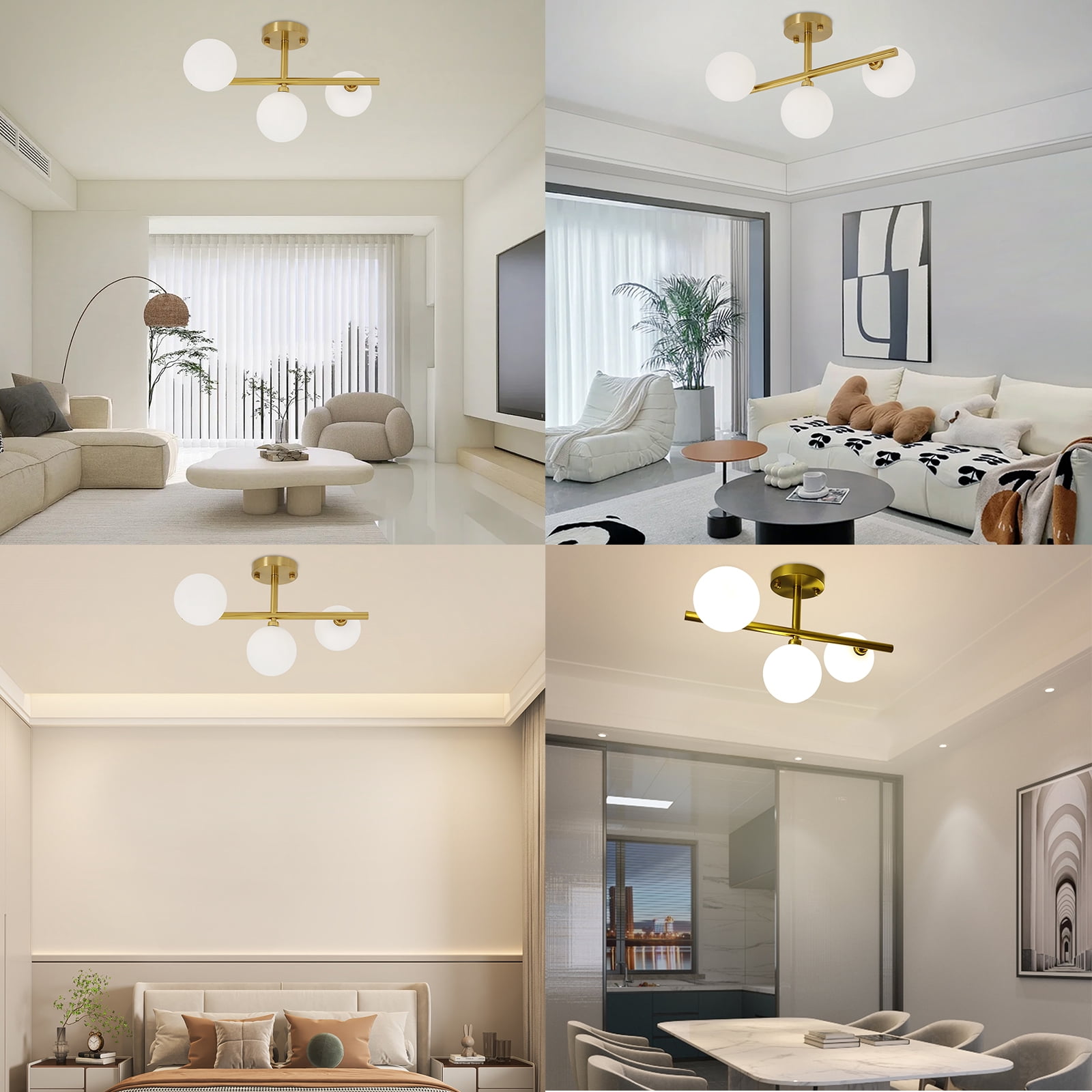 Stylish Ceiling Light with Remote Control, Adjustable Wind Speed, Gold & White Glass, Perfect for Living Rooms and Bedrooms
