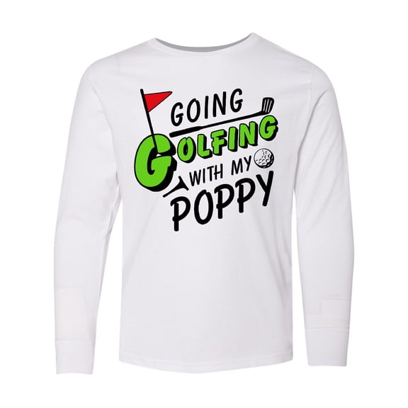 Inktastic Going Golfing with my Poppy- kids golf Long Sleeve Youth T-Shirt