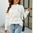 thumbnail image 6 of ShomPort Women's Color Block Sweaters Mock Neck Long Sleeve Casual Loose Knitted Pullover Jumper, 6 of 7