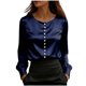 thumbnail image 3 of TaTaai Women's Loose Fit Summer Top Long Sleeve V-Neck Solid Color Pearl Accent Professional Office Casual Blouse Gift, 3 of 5