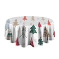 thumbnail image 5 of Multicolor Christmas Tree Pattern Round Tablecloth 60"x60",Wrinkle Wipeable Table Cloth for Kitchen Dining Room Picnic Patio Party, 5 of 6