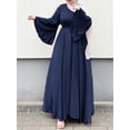 thumbnail image 4 of ZANZEA Women's Muslim Long Sleeves Casual Big A Swing Belted Solid Color Dresses, 4 of 5