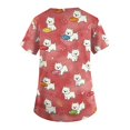 thumbnail image 4 of Women's Cartoon Animala Printed Scrub Tops Stretchy Breathable Short Sleeve Carer Working Shirts With Pockets, 4 of 4