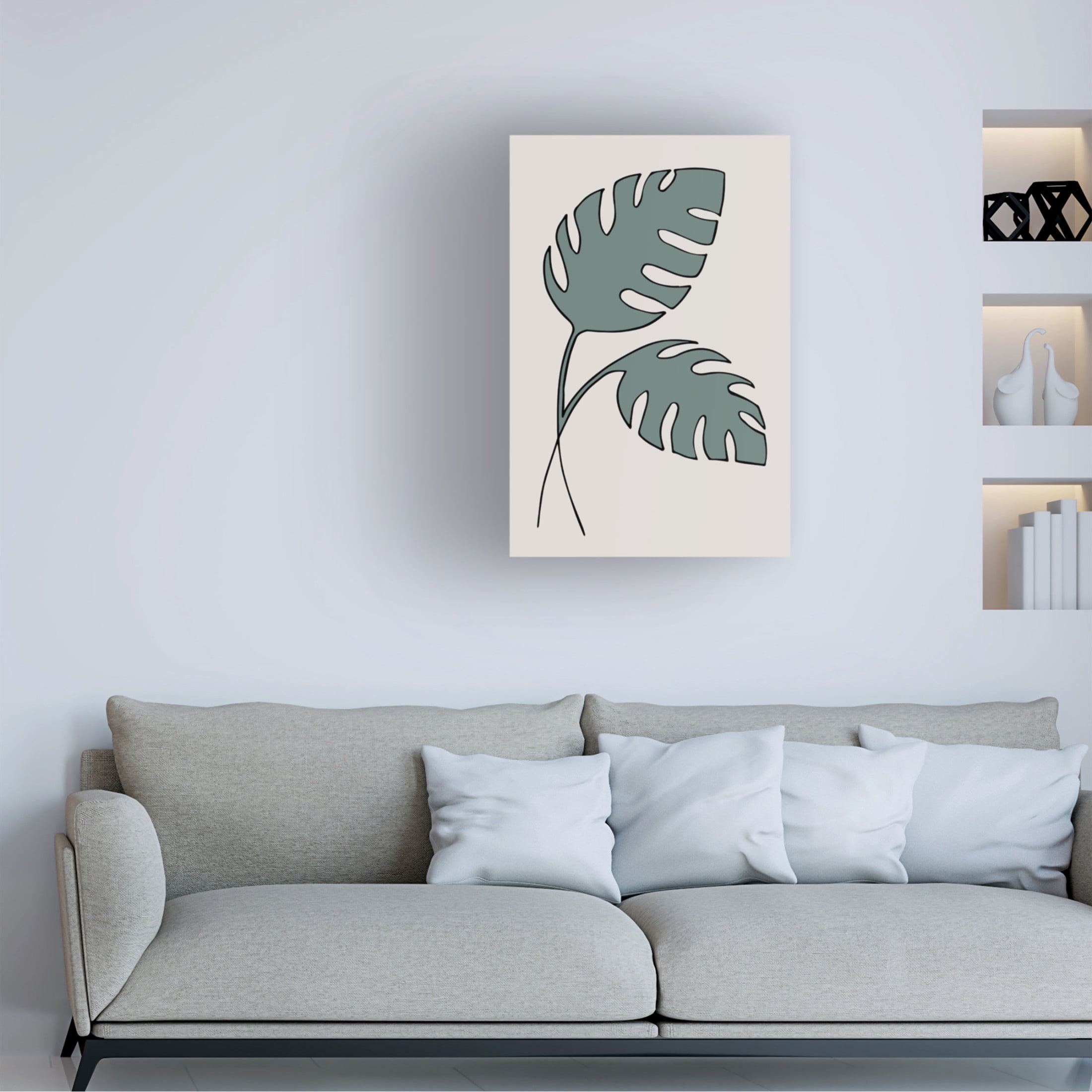 Canvas Wall Art - Pictufy Studio Ii 'Monstera Cross' Wall Art for Living Room, Bedroom, or Office Décor by Trademark Fine Art - 16 x 24 Inches