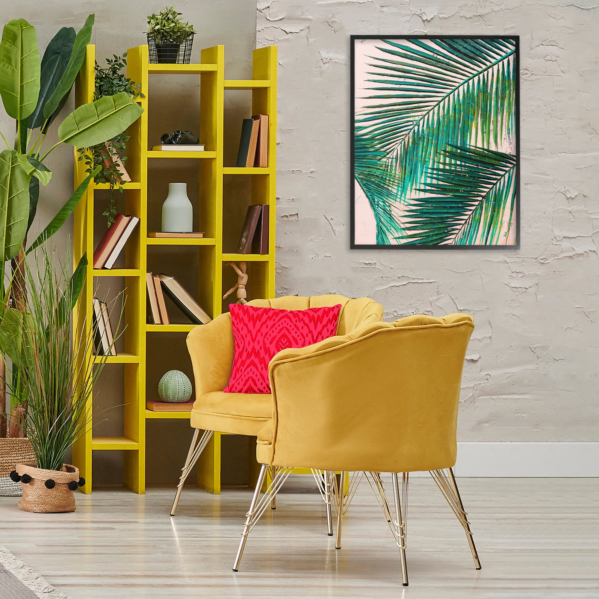 Stupell Industries Flowing Palm Fronds Botanical & Floral Painting Black Framed Art Print Wall Art, 24 x 30