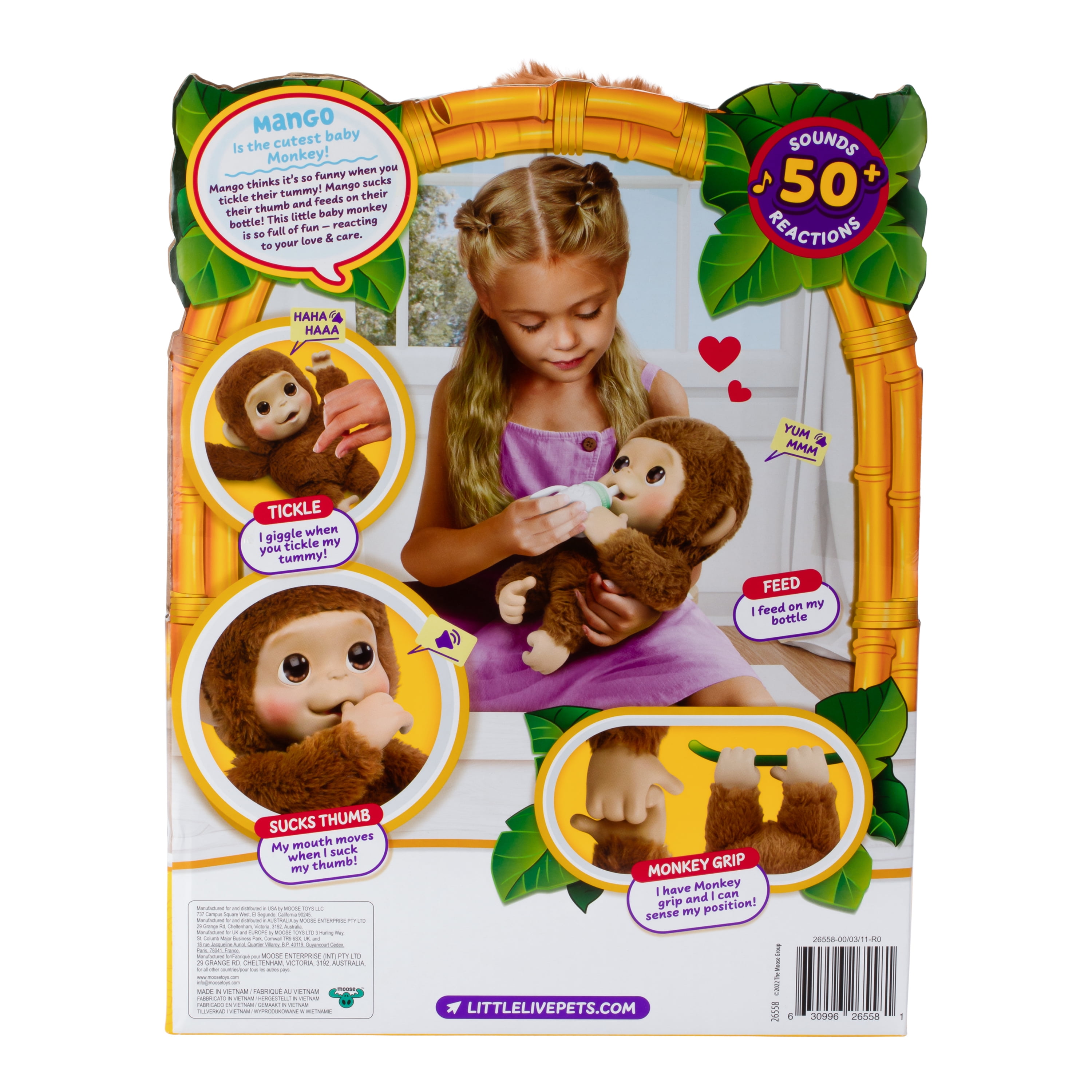 Little Live Pets My Baby Monkey Mango 50 Sounds and Reactions Ages 4 Walmart