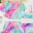 thumbnail image 4 of GYRATEDREAM Girls Swimsuits 4 Piece Tankini Bathing Suit Set Kids Cute Tie-dye Bikini Swimwear with Cover Ups Beach Skirt for 8-14Y, 4 of 8
