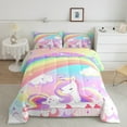 thumbnail image 2 of jejeloiu Colorful Lovely Unicorn Bedding Comforter Set,Fairy Tale Theme Twin Comforter Sets,Cute Rainbow Stars Bedding Set For Girl Teens,Luxury Bedroom Decor Reversible,2-Piece, 2 of 8