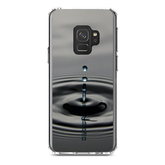 DistinctInk Clear Shockproof Hybrid Case for Samsung Galaxy S9 (5.8" Screen) - TPU Bumper, Acrylic Back, Tempered Glass Screen Protector - Single Water Droplet