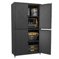 thumbnail image 2 of ModFusion 63-in Outdoor Storage Shed, Black Weatherproof Wicker Patio Cabinet with Double Doors – Garden & Tools Organizer, 2 of 10