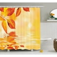 thumbnail image 1 of Orange Shower Curtain Set, Autumn Maple Leaves Shadow on the Water with Mystic Magical Sun View Sadness Art, Bathroom Decor,  Golden Orange, by Ambesonne, 1 of 1