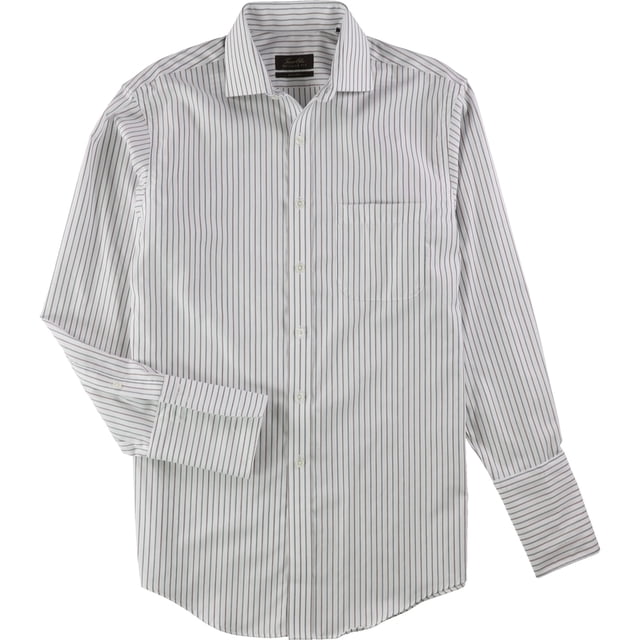 Tasso Elba - Camisa de vestir con botones y puños franceses para hombre, color blanco, cuello de 18.0 in, manga de 36 a 37.0 in