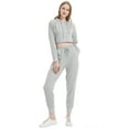 thumbnail image 2 of Feinuhan Womens Crop Top Sweatshirt Long Sleeve Hoodie Pullover, Grey, Small, 2 of 6