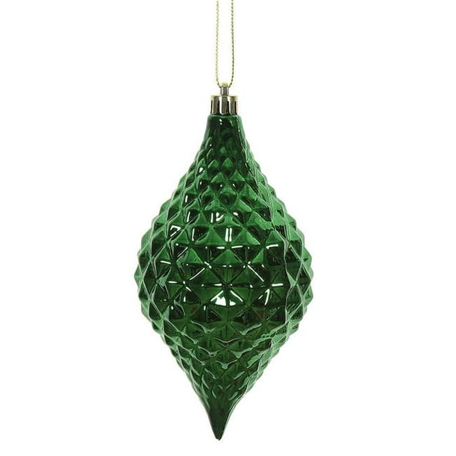 Vickerman N174924D 6 x 3 in. Emerald Shiny Diamond Drop Ornament - 4 per Bag
