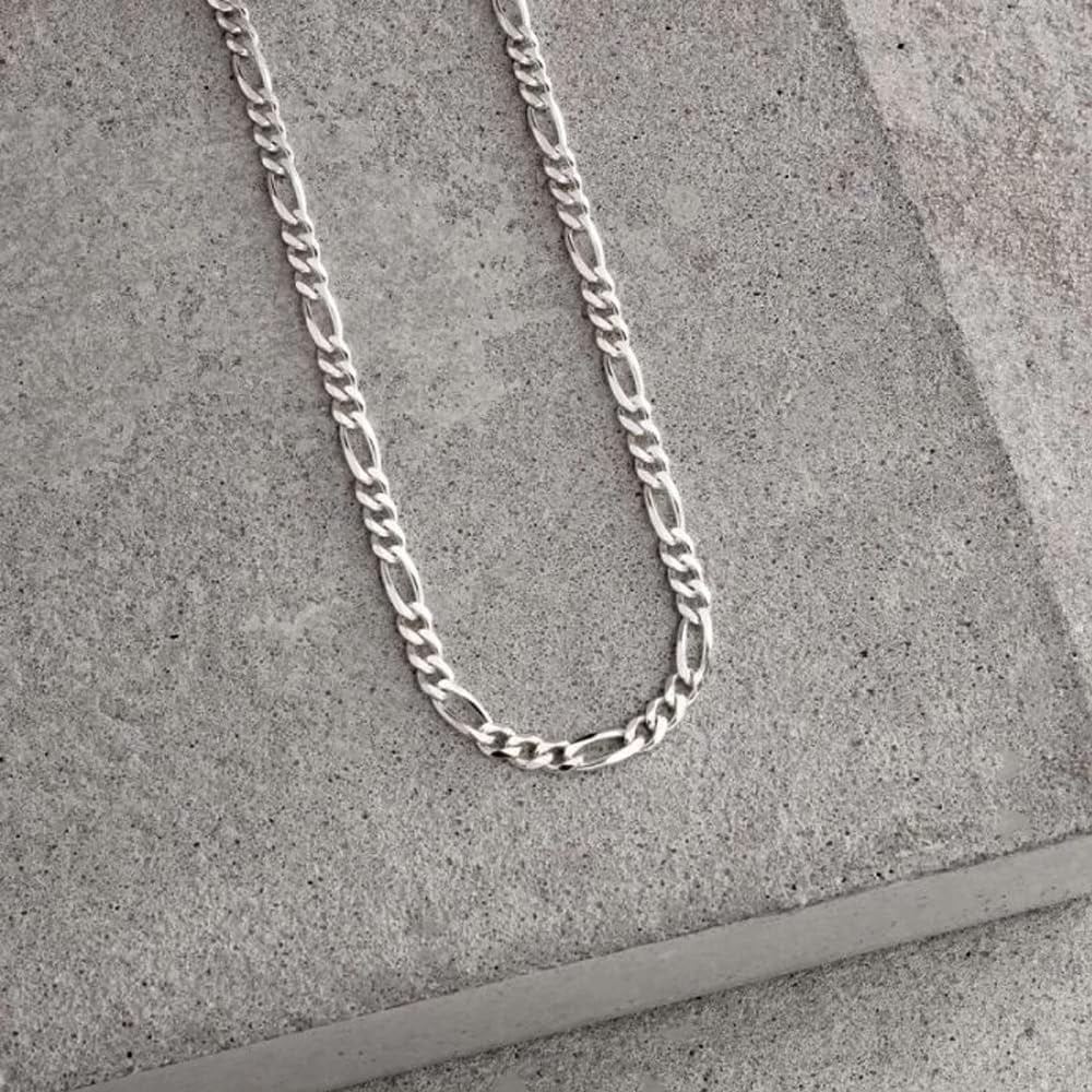 LeCalla 925 Sterling Silver Chain Necklace for Women and Teen, Hypoallergenic 3.5MM Italian Figaro Chain Necklace with Lobster Clasp 20" Inch Jewelry Gifts for Her