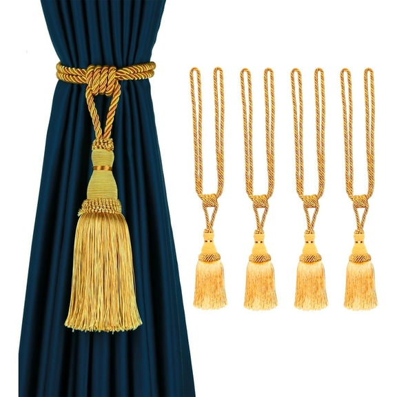 Square Curtain Tiebacks 4 Pack Tassel Curtain Tieback Modern Handmade Tie Backs,Decorative Tassel Holdback for Draperies,Window Decor