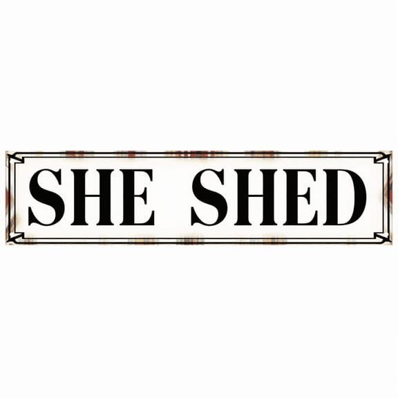 Decorative Tin Sign 16x4 Inches - SHE SHED Women's Space Design - Suitable for Shed, Patio, Bedroom - She Shed Decor, Vintage Decor, Unique Wall Decor
