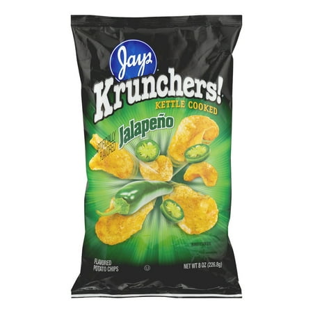 Jays Krunchers Kettle Cooked Potato Chips Jalapeno, 8.0 OZ