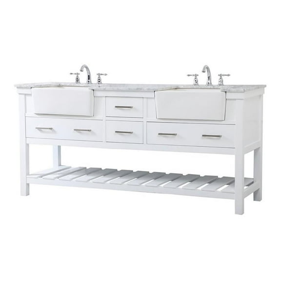 Elegant Decor Clement 72" Aluminum MDF Double Bathroom Vanity in White
