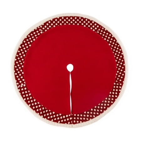 

Glitzhome-Glitzhome 48 Fabric Christmas Tree Skirt - 48x 48pompom