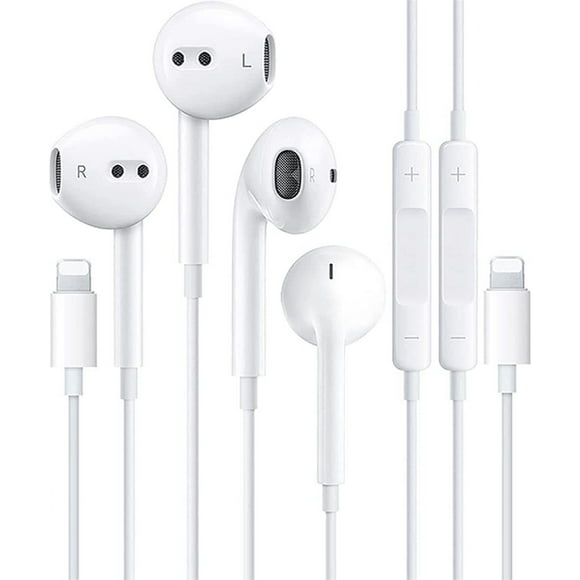 Earbuds with Lightning Connector Headphones (Built-in Microphone & Volume Control) [Apple MFi Certified]Compatible with iPhone 13/ 12/SE/11/XR/XS/X Plus Support All iOS System- 2 pack