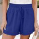 thumbnail image 1 of ICHUANYI Clearance Women's Fashion Solid Color Casual Wide Leg Loose High Waist Lace-Up Shorts Pants(Blue, M) ICHUANYI WER2023080707547, 1 of 7