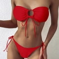 thumbnail image 2 of Ersazi Swimsuits for Women Tube Top Split Bikini With Chest Pad Without Underwire On Clearance Red L, 2 of 8