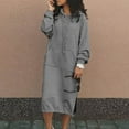 thumbnail image 2 of DTBPRQ Womens Sweatshirt Dress Hoodie Long Tunic Dress Solid Pullover Loose Sweater Hoodie Tops Plus Size, 2 of 6