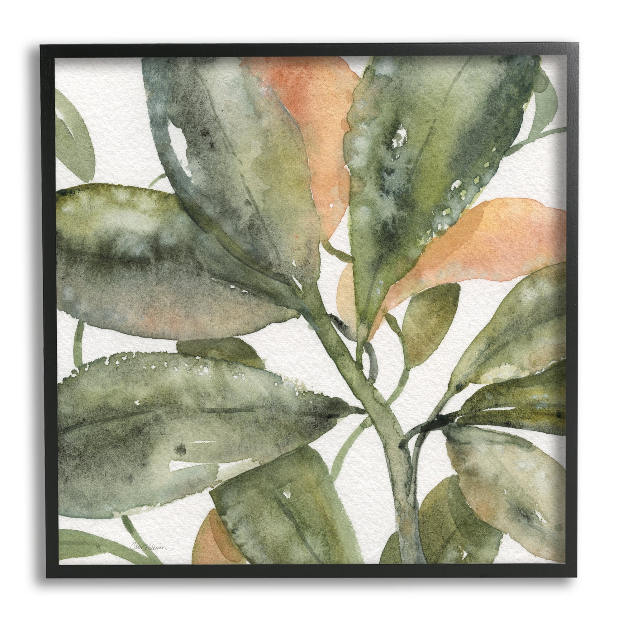 Stupell Industries Bird Of Paradise Plant Leaves Botanical & Floral Painting Black Framed Art Print Wall Art