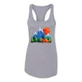 thumbnail image 2 of Neon Colorful California Bear Sunset Cali Redwoods | Womens Fashion Jersey Racerback Tank Top, Heather Grey, Medium, 2 of 4