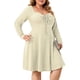 thumbnail image 3 of Vestido Casual de Mujer de Talla Grande con Cuello Cuadrado, Larga y Canalé. Albaricoque XL, 3 of 10
