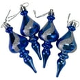 thumbnail image 2 of 4ct Blue and Silver 2-Finish Shatterproof Christmas Finial Ornaments 4.5", 2 of 2