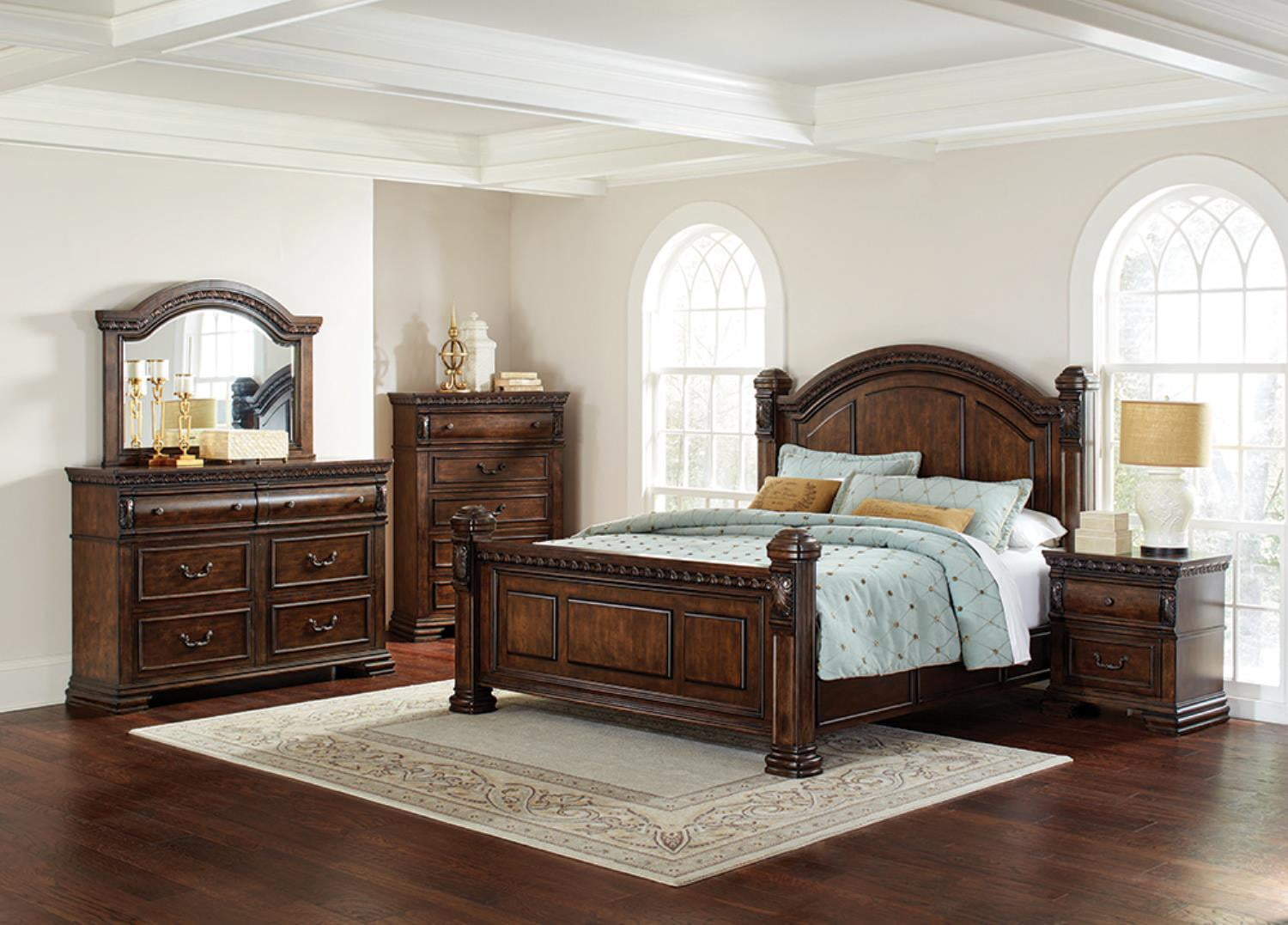 Coaster Louis Philippe 5 Piece King Sleigh Bedroom Set in Cherry 