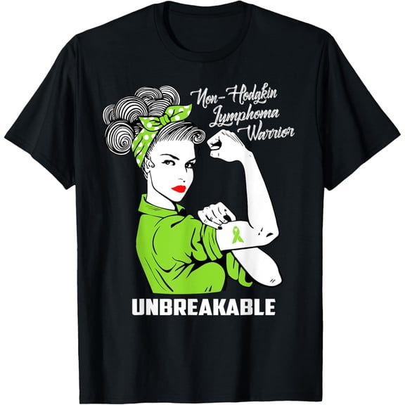 Non-Hodgkin Lymphoma Warrior Unbreakable T-Shirt Awareness T-ShirtMen's and women's gift, black and white T-shirt, size: Extra large S-4XL