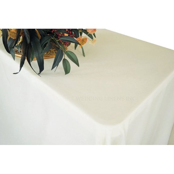 Wedding Linens Inc. 90" x 156" Premium (200 GSM) Rectangular Polyester Linen Tablecloth for Wedding, Party, Event, Decoration and Home Use - Ivory