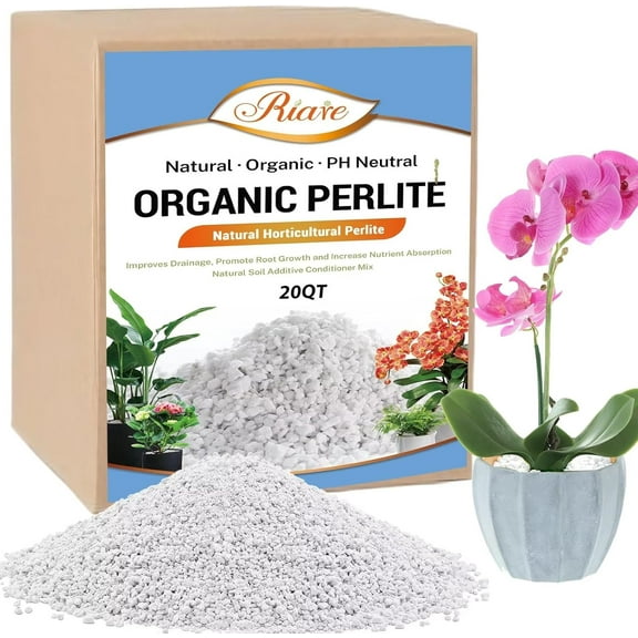 20 Quarts Organic Perlite for Plants - Horticultural Perlite Soil Amendment for Plants Potting Mix, Natural Chunky Perlite Soil Additive Conditioner Improve Root Growth, Drainage and Ventilation