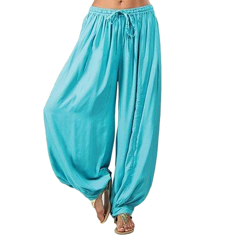 Unisex Black Harem Pants Women Genie Yoga Trouser Indian Boho Aladdin Baggy