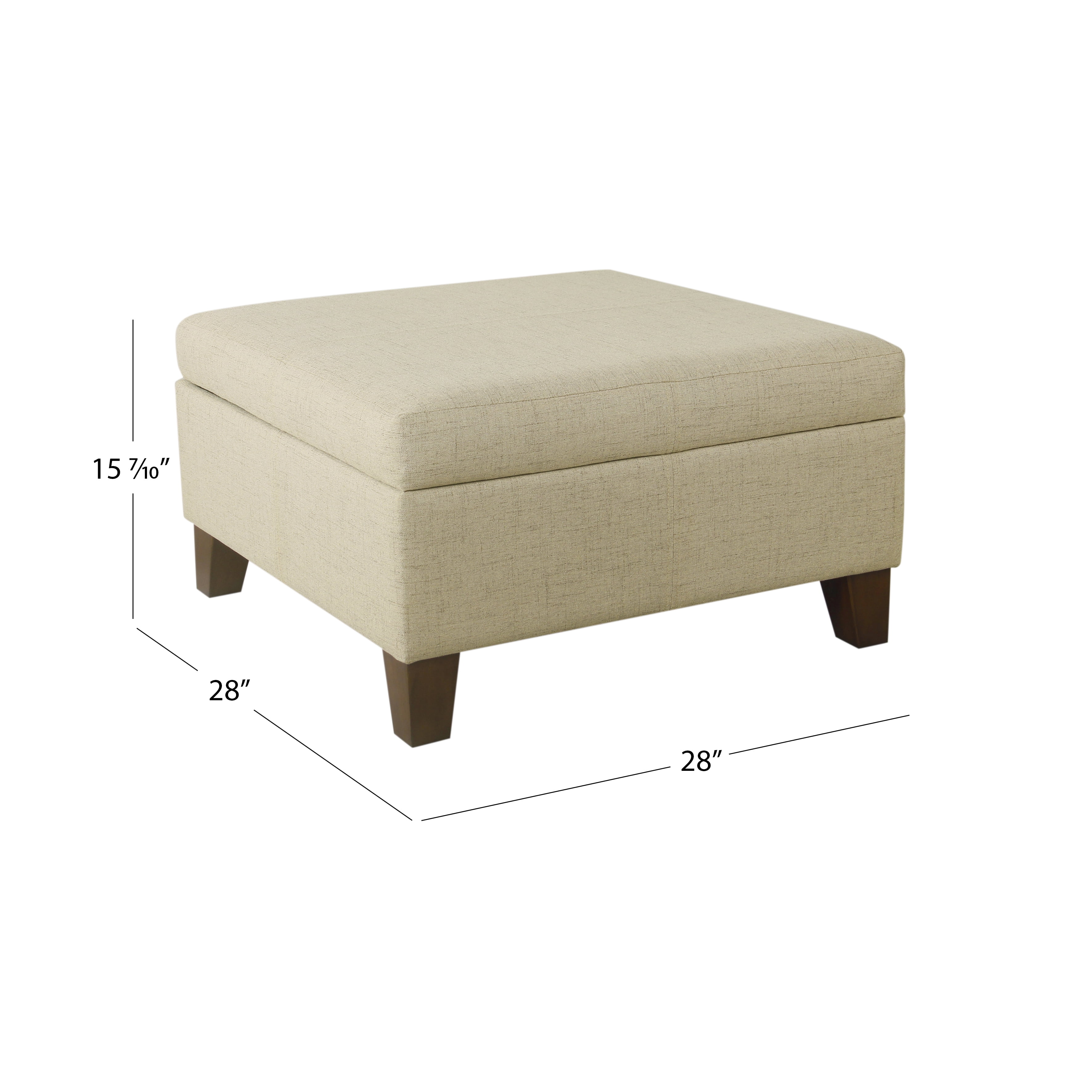 HomePop Round Upholstered Storage Ottoman, Tan