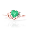 thumbnail image 3 of Galaxy Gold 14k Rose Gold Genuine Diamonds & Heart-shaped Natural Emerald Ring - Size 8.0, 3 of 3